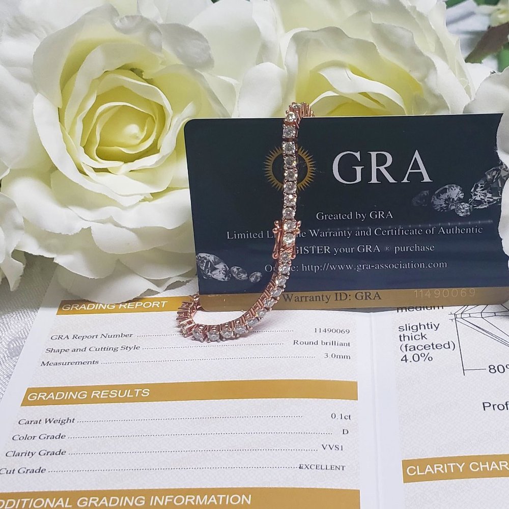 3mm Luxurious Moissanite Tennis Bracelet Silver with Rose Gold Plated